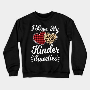 Heart Leopard Buffalo Plaid Valentines Day Kindergarten Teacher Crewneck Sweatshirt